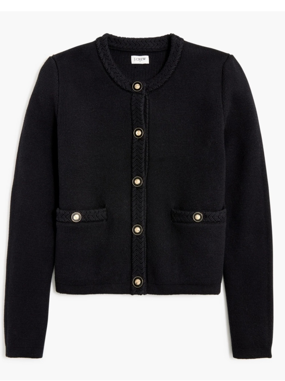 J Crew Lady Sweater Jacket Black Gold Size Medium